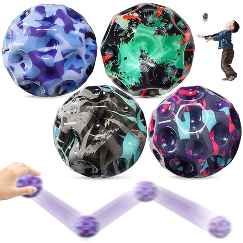 HBSFBH Moon Ball, 4 Stück Astro Jump Ball, Space Ball, Hohe Springender Gummiball, Astro Bouncy Balls, Space Theme Bouncy Balls, Mini Jump Ball, Galaxy Ball, Astro Jump Bälle for Kids Party Gift von HBSFBH