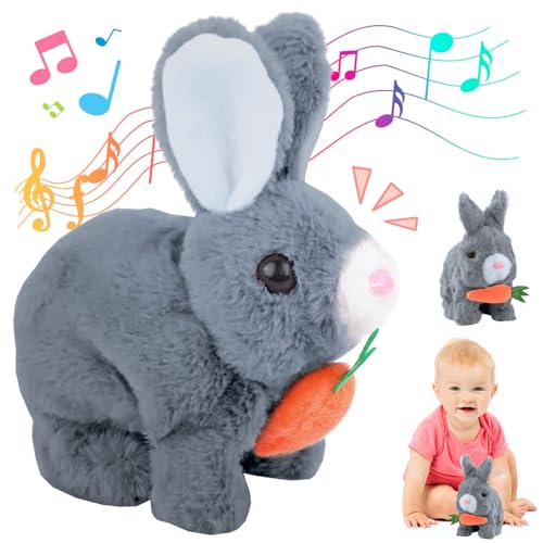 HBSFBH Hüpfendes Kaninchen, Hüpfendes Kaninchen Spielzeug, Ostern Elektronisches Kaninchen Spielzeug mit Geräuschen Bewegungen Animiertes Gehen Wackeln Ohren Zucken Nase, Ostern Geschenk für Kinder von HBSFBH