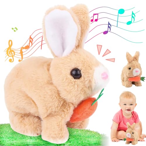 HBSFBH Osterhasen Kuscheltiere Interaktives Kaninchen Spielzeug, Elektronisches Plüsch Hase Spielzeug mit Geräuschen Bewegungen, Ostern Geschenke Plüschhasenspielzeug, Osterhase Plüschtier (M2) von HBSFBH