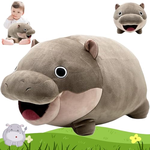 HBSFBH Moo Deng Plüschtier, Moo Deng Plüschpuppen, Süßes Zwergflusspferd Plüschtier, Moo Deng Hippo Plush, Niedliches Zwerg Hippo PlüSchtier, Moo Deng Zwergflusspferd, Für Kinder Und Erwachsene von HBSFBH