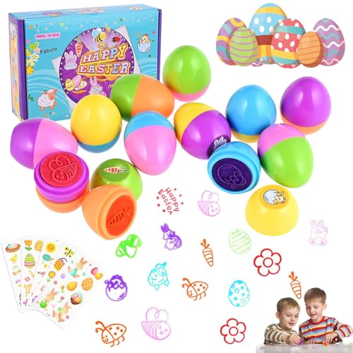 HBSFBH Stempel Ostereier, Ostereier Stempel Set, 12 Stück Spielzeug für Ostereier Jagd Spiel, Stempel Kinder, Thema Party, Osternkorb Stuffers Füllstoffe, Ostern Geschenke, Handwerk, Klassenzimmer von HBSFBH