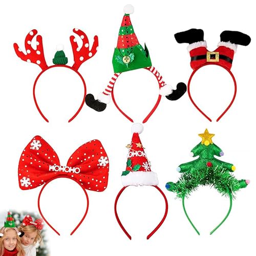 HBSFBH Weihnachten Haarreifen, Weihnachten Stirnbänder, Weihnachten Stirnband Kopfschmuck, Weihnachtsbaum Haarbänder, Xmas Party Kopfschmuck, Haarband Weihnachtlicher für Weihnachten Karneval Cosplay von HBSFBH