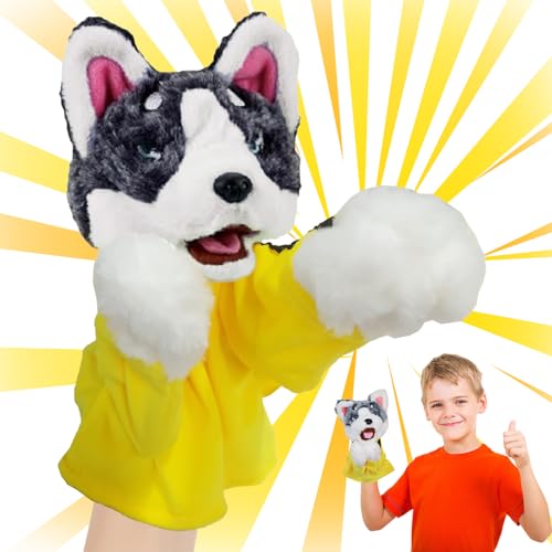 HBSFBH Husky Plush Hand Puppets, Husky Handpuppen Spielzeug, Kung Fu Husky Dog Toy, Dog Boxing Hand Puppet Toy, Handpuppen-Plüschspielzeug für Rollenspiele und Geschichtenerzählen von HBSFBH