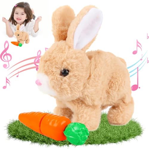 Interaktives Hasen Puppe, Osterhase Plüschtier, Kaninchen Plüschtier, Hüpfendes Kaninchen, Hase Elektrisch Spielzeug, Elektronisches Interaktives Haustier, Ostern Geschenke für Kinder von HBSFBH