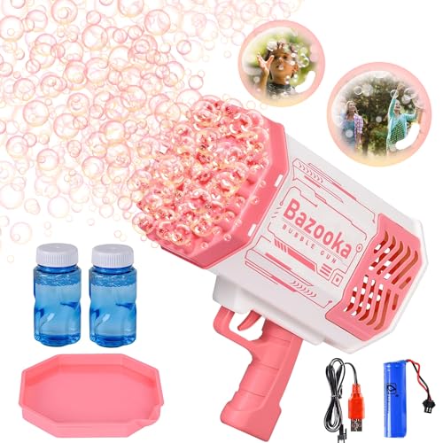 Seifenblasen-Pistole, Seifenblasenpistole für Kinder, 69 Löcher Bubble Maschine, Automatische Seifenblasenpistole, Bubble Gun Kinder 5000+ Blasen mit Seifenblasenlösung, für Outdoor/Party/Hochzeit von HBSFBH