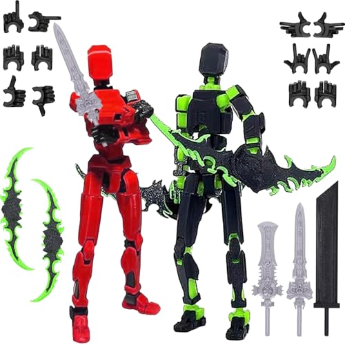 2PCS T13 Action Figure, 3D-Druck Von Beweglichen Figuren, Dummy 13 Figure, Lucky 13 Roboter Figure, Actionfiguren Beweglich, Action Figures Desktop-Dekorationen, Dummy Action Figure Spielgeschenke von HBSFBH