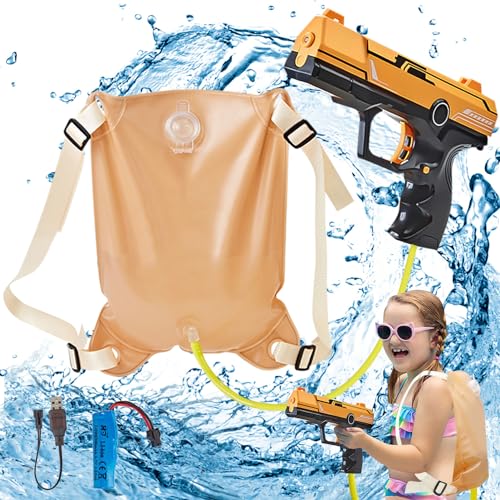 Wasserpistole Elektrisch, Wasserpistole Elektrisch für Kinder Erwachsene, Elektrische Wasserpistole mit 2100CC Rucksack, Automatische Wasserpistole, Rucksack Wasserpistole für Sommerpartys im Freien von HBSFBH