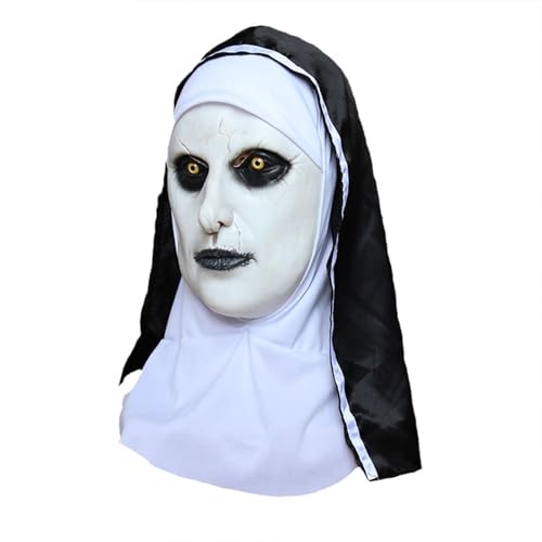 Gruselige Halloween-Nonnenmaske, Nonnenmasken für Erwachsene, gruselige Maske, realistische Horror-Maske, Cosplay, Maskerade, Tanzaufführung (Größe: Lücke) von HBWL01