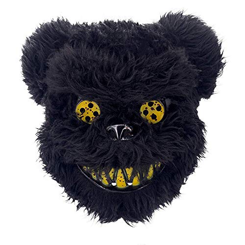 HBWL01 Gruselige Halloween-Maske, Hasen-Maske, blutige Plüschtier-Kopfmaske, Halloween-Cosplay-Kostüm-Requisiten, Halloween-Party für Erwachsene und Jugendliche (schwarzer Bär) von HBWL01