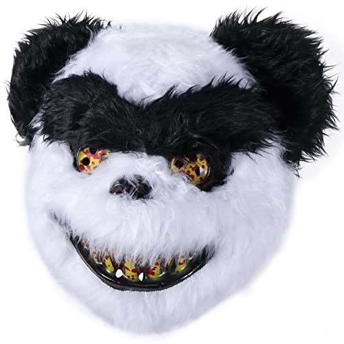 HBWL01 Gruselige Halloween-Maske, Hasen-Maske, blutige Plüschtier-Kopfmaske, Halloween-Cosplay-Kostüm-Requisiten, Halloween-Party für Erwachsene und Jugendliche (weißer Panda) von HBWL01