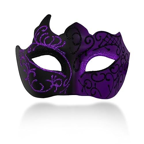 HBWL01 Herren-Maske, Retro-Maske, römisch-griechische Maske für Party, Halloween, Kostüm, Karneval (schwarz + lila) von HBWL01