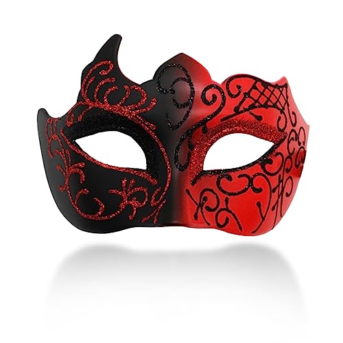 HBWL01 Herren-Maske, Retro-Maske, römisch-griechische Maske für Party, Halloween, Kostüm, Karneval (schwarz + rot) von HBWL01