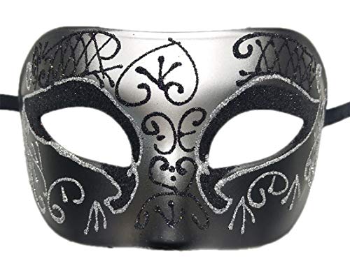 HBWL01 Herren-Maske, Vintage-Maske, griechisch-römische Maske, venezianische Party-Maske, Halloween, Karnevalsmaske (A Silber) von HBWL01