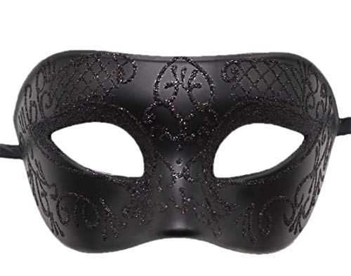 HBWL01 Herren-Maske, Vintage-Maske, griechisch-römische Maske, venezianische Party-Maske, Halloween, Karnevalsmaske (A schwarz) von HBWL01