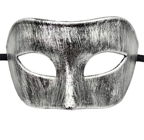 HBWL01 Herren-Maske, Vintage-Maske, griechisch-römische Maske, venezianische Party-Maske, Halloween, Karnevalsmaske (Antik-Silber-Schwarz) von HBWL01