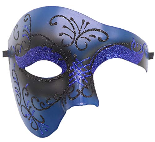 HBWL01 Herren-Maske, Vintage-Maske, griechisch-römische Maske, venezianische Party-Maske, Halloween, Karnevalsmaske (Phantom a Blue) von HBWL01