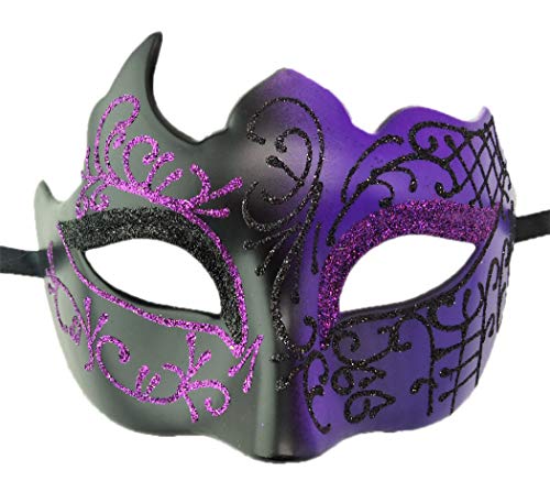 HBWL01 Herren-Maske, Vintage-Maske, griechisch-römische Maske, venezianische Party-Maske, Halloween, Karnevalsmaske (Z Purple) von HBWL01