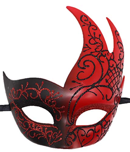 HBWL01 Herren-Maske, Vintage-Maske, griechisch-römische Maske, venezianische Party-Maske, Halloween, Karnevalsmaske (venezianisch und rot) von HBWL01