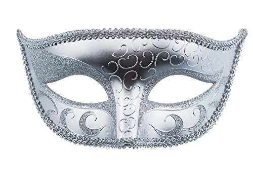 HBWL01 Maskerade-Maske, Party-Maske, Halloween-Maske, Kostüme, Karneval, St. Patrick's Day, Party-Zubehör (Silber) von HBWL01