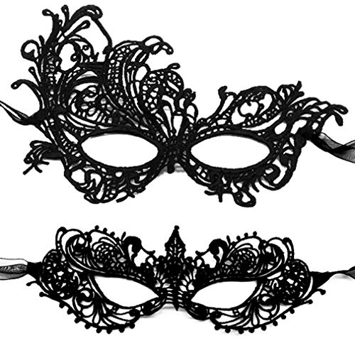 HBWL01 Maskerade-Maske für Damen, schwarze Spitze, florale venezianische Masken für Maskenball, Halloween (01#black Ana/Phoenix) von HBWL01