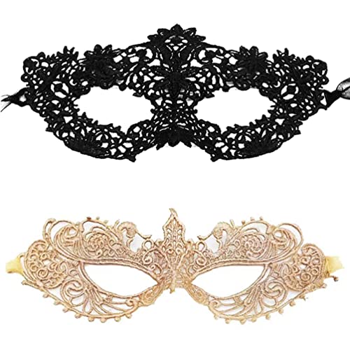 HBWL01 Maskerade-Maske für Damen, schwarze Spitze, venezianische Masken für Maskenball, Halloween (03#golden Ana/Black Floral) von HBWL01