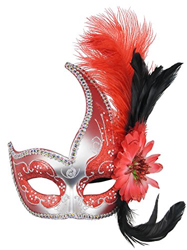 HBWL01 Maskerade Maske mit Kristall, Strass, Feder, venezianischer Stil, Prinzessinnen-Kostüm (bunt 15) von HBWL01