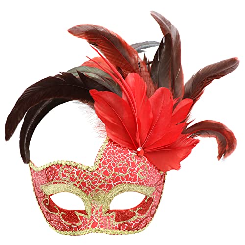 HBWL01 Maskerade Maske mit Kristall-Strass-Feder, venezianischer Stil, Prinzessinnen-Kostüm (bunt 28) von HBWL01