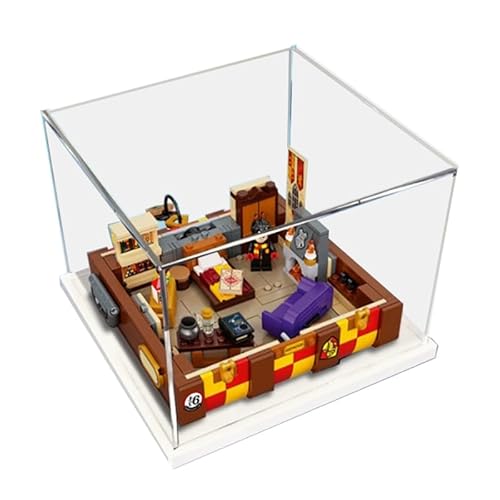 HCAEIOFJ Transparente Acryl-Vitrine für LEGO HP 76399, anwendbar für magische Kofferraumgepäck-Präsentationsbox, Geschenk (nur Vitrine) (weiße Unterseite) von HCAEIOFJ