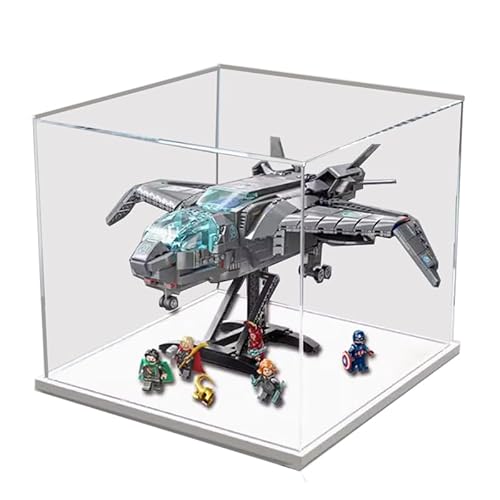 HCAEIOFJ Transparente Acryl-Vitrine für LEGO Mavel 76248, anwendbar für die Avengers Quinjet Raumschiff-Displaybox, Geschenk (nur Vitrine) (weiße Unterseite) von HCAEIOFJ