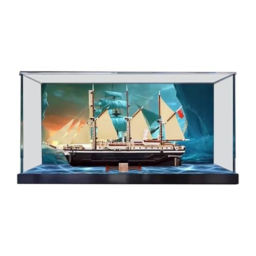 HCAEIOFJ Transparente Acryl-Vitrine für Lego 10335, anwendbar für Expeditionsschiff, die Ausdauer, entworfene Displaybox, Geschenk (nur Vitrine) (schwarze Unterseite + Hintergrund 2) von HCAEIOFJ