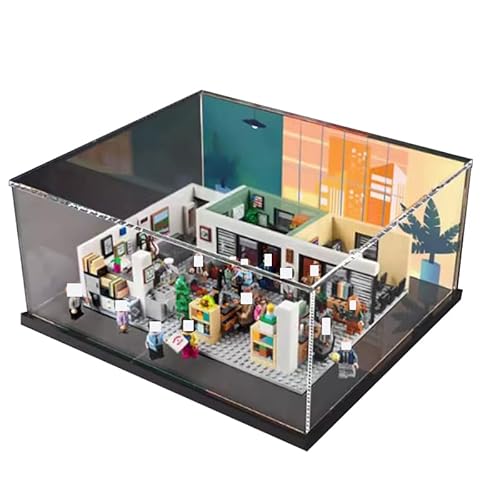 HCAEIOFJ Transparente Acryl-Vitrine für Lego 21336, anwendbar für die Büro-Displaybox, Geschenk (nur Vitrine) (schwarze Unterseite + Hintergrund) von HCAEIOFJ