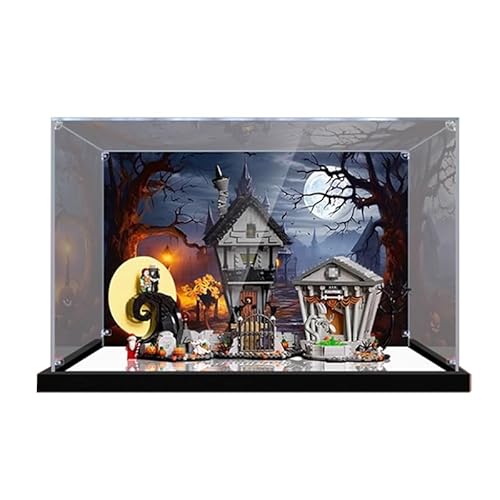 HCAEIOFJ Transparente Acryl-Vitrine für Lego 21351, anwendbar für The Nightmare Before Christmas Display Box Geschenk (nur Vitrine) (schwarze Unterseite + Hintergrund 3) von HCAEIOFJ