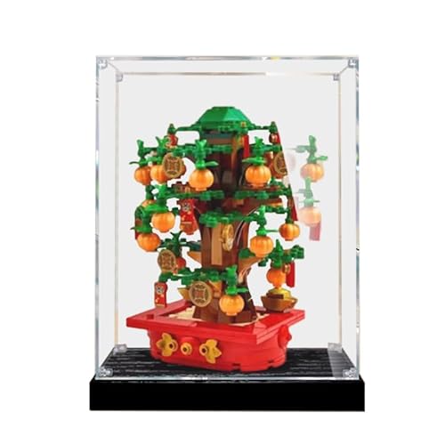 HCAEIOFJ Transparente Acryl-Vitrine für Lego 40648, anwendbar für Geldbaum-Design-Displaybox, Geschenk (nur Vitrine) (schwarze Unterseite) von HCAEIOFJ