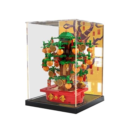 HCAEIOFJ Transparente Acryl-Vitrine für Lego 40648, anwendbar für Geldbaum-Design-Displaybox, Geschenk (nur Vitrine) (schwarze Unterseite + Hintergrund1) von HCAEIOFJ