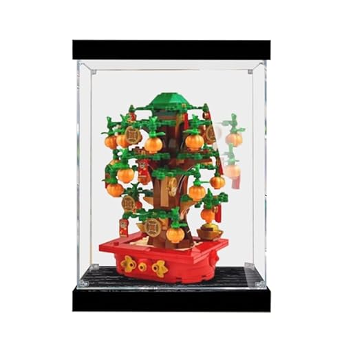 HCAEIOFJ Transparente Acryl-Vitrine für Lego 40648, anwendbar für Geldbaum-Design-Schaukasten, Geschenk (nur Vitrine) (schwarz unten + oberes Licht) von HCAEIOFJ