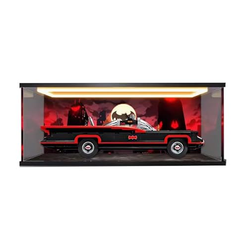 HCAEIOFJ Transparente Acryl-Vitrine für Lego 76328, anwendbar für Batman: Die klassische TV-Serie Batmobil entworfene Displaybox (nur Vitrine) (Hintergrund + Top Light1) von HCAEIOFJ