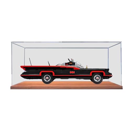 HCAEIOFJ Transparente Acryl-Vitrine für Lego 76328, anwendbar für Batman: Die klassische TV-Serie Batmobil entworfene Displaybox (nur Vitrine) (Nussbaumboden) von HCAEIOFJ