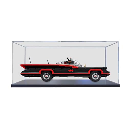 HCAEIOFJ Transparente Acryl-Vitrine für Lego 76328, anwendbar für Batman: Die klassische TV-Serie Batmobil entworfene Displaybox (nur Vitrine) (schwarze Unterseite) von HCAEIOFJ