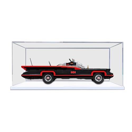 HCAEIOFJ Transparente Acryl-Vitrine für Lego 76328, anwendbar für Batman: Die klassische TV-Serie Batmobil entworfene Displaybox (nur Vitrine) (weiße Unterseite) von HCAEIOFJ