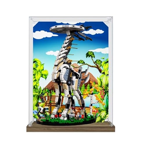 HCAEIOFJ Transparente Acryl-Vitrine für Lego 76989, anwendbar für Horizon Forbidden West: Tallneck entworfene Displaybox, Geschenk (nur Vitrine) (Holzboden + Hintergrund1) von HCAEIOFJ