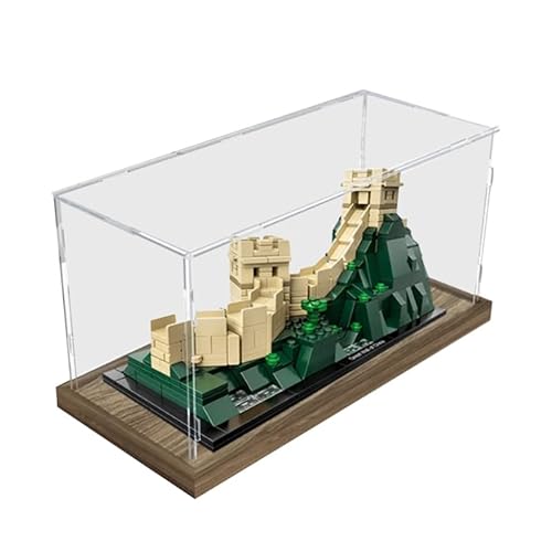 HCAEIOFJ Transparente Acryl-Vitrine für Lego Architecture 21041, anwendbar für Great Wall of China, entworfene Displaybox, Geschenk (nur Vitrine) (Holzboden 2) von HCAEIOFJ