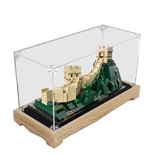 HCAEIOFJ Transparente Acryl-Vitrine für Lego Architecture 21041, anwendbar für Great Wall of China entworfene Schaukasten, Geschenk (nur Vitrine) (Holzboden) von HCAEIOFJ