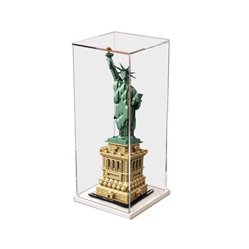 HCAEIOFJ Transparente Acryl-Vitrine für Lego Architecture 21042, anwendbar für Freiheitsstatue, entworfene Displaybox, Geschenk (nur Vitrine) (weiße Unterseite) von HCAEIOFJ