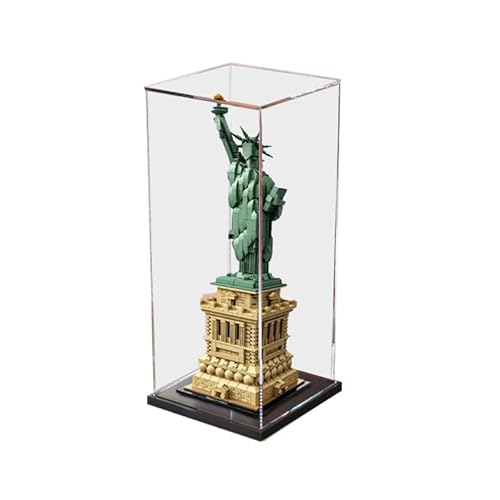 HCAEIOFJ Transparente Acryl-Vitrine für Lego Architecture 21042, anwendbar für Freiheitsstatue entworfene Schaukasten, Geschenk (nur Vitrine) (schwarze Unterseite) von HCAEIOFJ