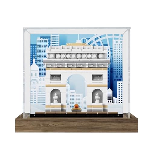 HCAEIOFJ Transparente Acryl-Vitrine für Lego Architecture Skyline 21036, anwendbar für Arc de Triomphe entworfene Displaybox, Geschenk (nur Vitrine) (Holzboden + Hintergrund) von HCAEIOFJ