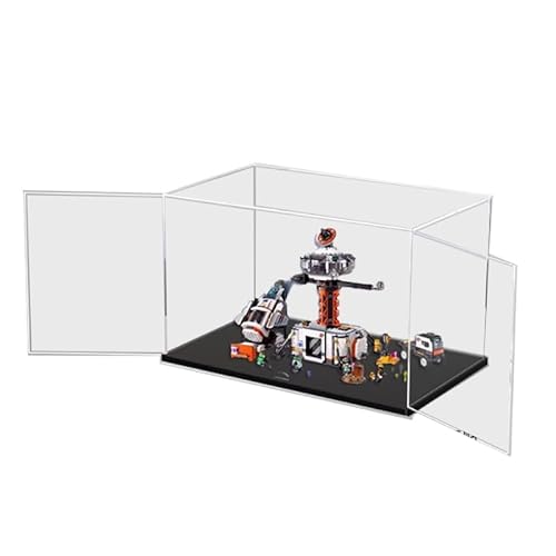 HCAEIOFJ Transparente Acryl-Vitrine für Lego City 60434, anwendbar für Weltraumbasis und Raketenstartpad, entworfene Displaybox, Geschenk (nur Vitrine) (schwarze Unterseite) von HCAEIOFJ