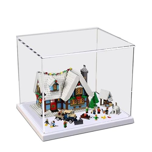 HCAEIOFJ Transparente Acryl-Vitrine für Lego Creator Expert 10229, anwendbar für Winterdorf, Hütte, Schaukasten, Geschenk (nur Vitrine) (weiße Unterseite) von HCAEIOFJ