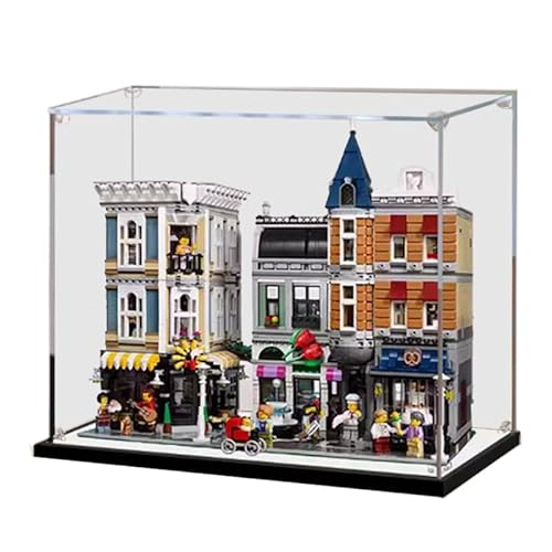 HCAEIOFJ Transparente Acryl-Vitrine für Lego Creator Expert 10255, anwendbar für Stadtleben Display Box Wars Geschenk (nur Vitrine) (Spiegel unten 2 mm) von HCAEIOFJ