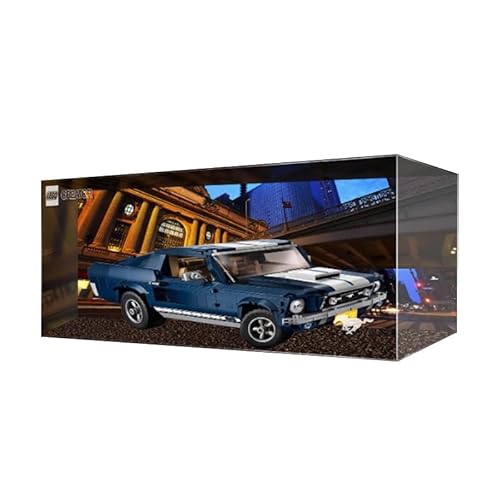 HCAEIOFJ Transparente Acryl-Vitrine für Lego Creator Expert 10265, anwendbar für Ford Mustang entworfene Displaybox, Geschenk (nur Vitrine) (schwarze Unterseite + Hintergrund) von HCAEIOFJ