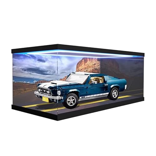 HCAEIOFJ Transparente Acryl-Vitrine für Lego Creator Expert 10265, anwendbar für Ford Mustang entworfene Displaybox, Geschenk (nur Vitrine) (schwarze Unterseite + Oberlicht) von HCAEIOFJ